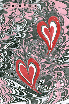 Red Hearts on Pink and Black